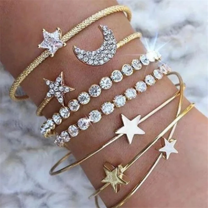 Csyiirry New Popular Inlaid Rhinestones Stars Moon Bracelet Personality Valentine's Day Exclusive Women Fashion Bracelet
Csyiirry New Popular Inlaid Rhinestones Stars Moon Bracelet Personality Valentine's Day Exclusive Women Fashion Bracelet