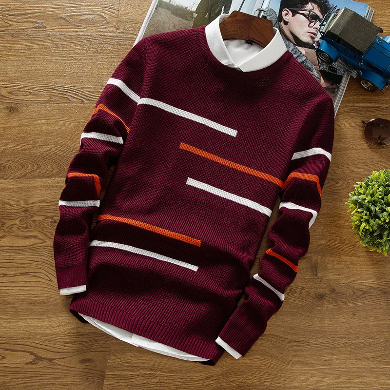 Sweater Men Clothes 2019 New Classic Simplicity Pullover O-Neck Striped Long Sleeves Red Black Teenagers Sweaters
Sweater Men Clothes 2019 New Classic Simplicity Pullover O-Neck Striped Long Sleeves Red Black Teenagers Sweaters