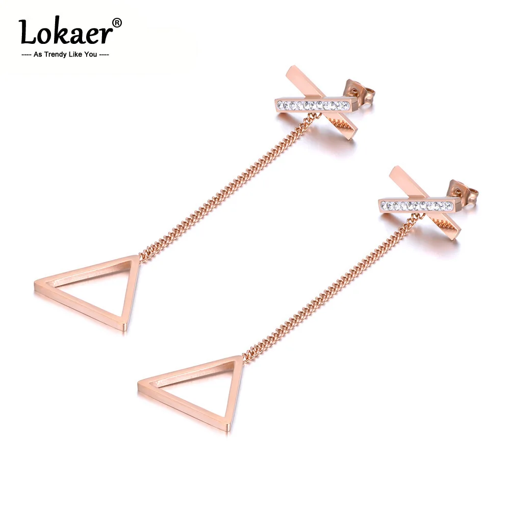 Lokaer Trendy Stainless Steel Jewelry Rose Gold Earrings Triangle And Corss With Rhinestone Gift Boucle Doreille Brincos E18331
Lokaer Trendy Stainless Steel Jewelry Rose Gold Earrings Triangle And Corss With Rhinestone Gift Boucle Doreille Brincos E18331