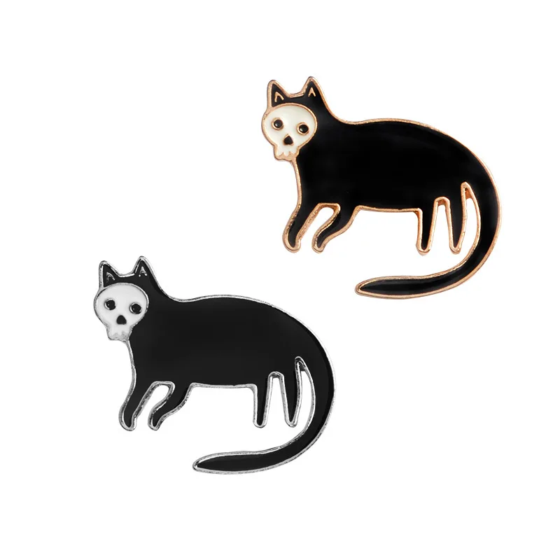 Black Cat with Skull Face Enamel Pin Dark Gold Silver Brooch Vampire Brooches Badges Halloween Jewelry Punk Dark Black Pins
Black Cat with Skull Face Enamel Pin Dark Gold Silver Brooch Vampire Brooches Badges Halloween Jewelry Punk Dark Black Pins