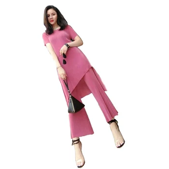 New broad-legged trousers suit summer Two-piece pleated short-sleeved Chiffon pure-color elastic fashion set free ship
New broad-legged trousers suit summer Two-piece pleated short-sleeved Chiffon pure-color elastic fashion set free ship