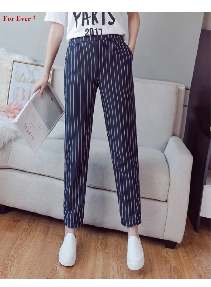 Office Pants Casual Elastic Waist Harem Pants Vertical Striped Gray Women's Trousers Loose Slim Korean Pantalon Ladies Classic
Office Pants Casual Elastic Waist Harem Pants Vertical Striped Gray Women's Trousers Loose Slim Korean Pantalon Ladies Classic