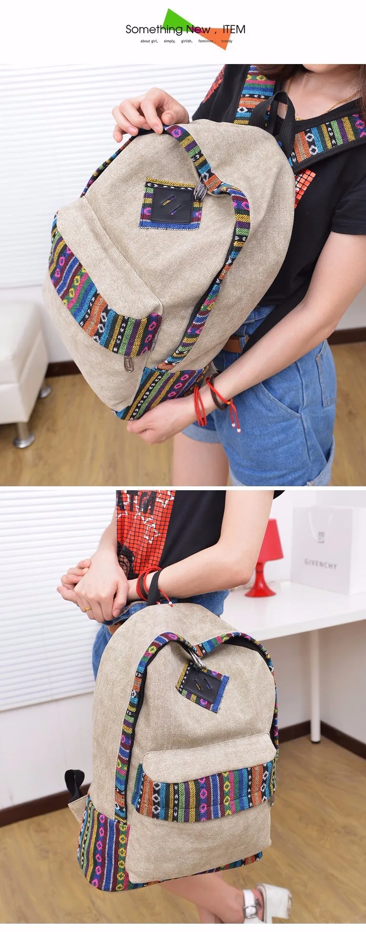 Canvas Backpack School Girls Backpack