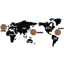Настенные часы DIY 3D Карта мира большие деревянные МДФ цифровые