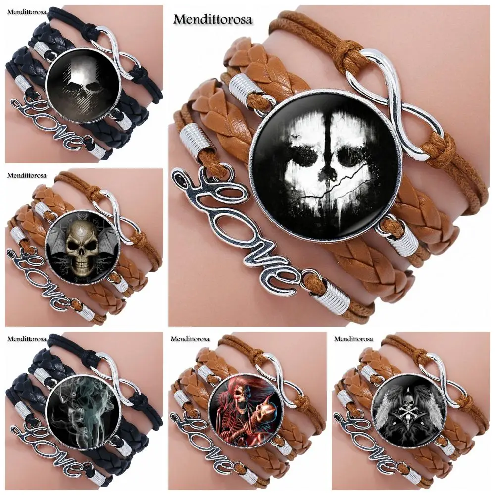 For Wedding Ghost Skull Jewelry Multilayer Black/Brown Leather Bracelet Bangle Jewelry Crystal Gift
For Wedding Ghost Skull Jewelry Multilayer Black/Brown Leather Bracelet Bangle Jewelry Crystal Gift