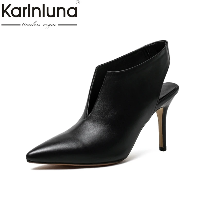 Image KARINLUNA Slingbacks Women Pumps Pointed Toe Thin High Heel Less Platform Party Wedding Shoes 2017 New Woman Footwear