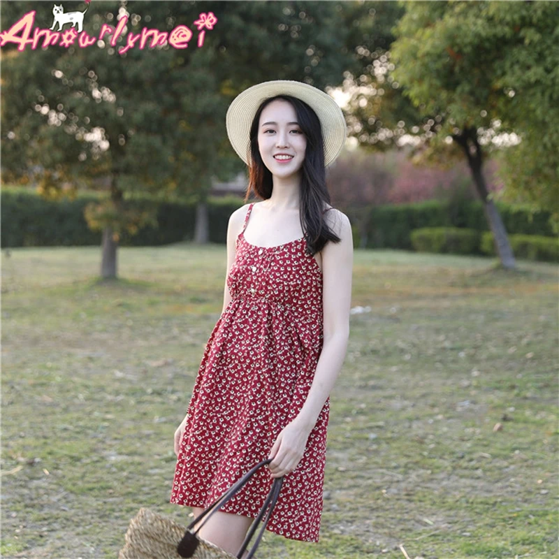 100% Cotton Women Summer Dress Sleeveless Floral Print Casual Beach Mini Spaghetti Strap Dress Mori Girl Cute Dress Vestidos
100% Cotton Women Summer Dress Sleeveless Floral Print Casual Beach Mini Spaghetti Strap Dress Mori Girl Cute Dress Vestidos