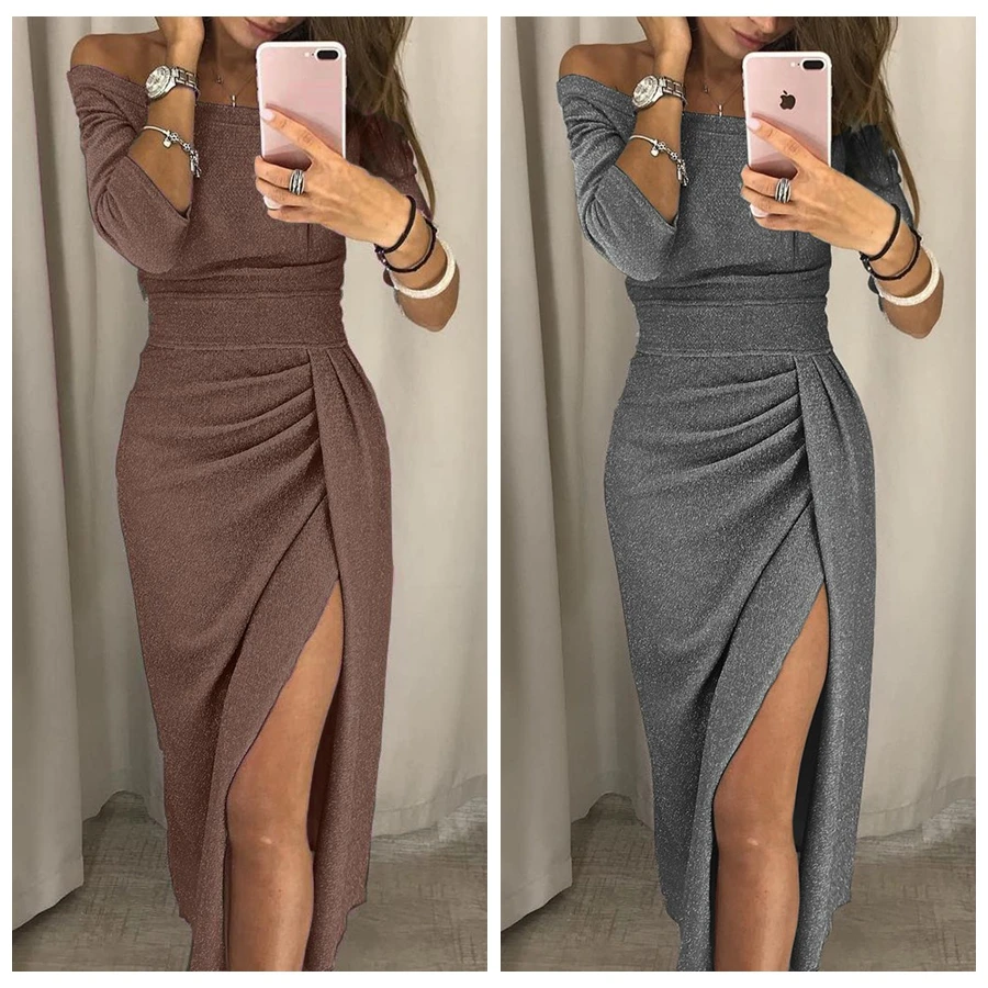 Long Dresses Evening Sexy Strapless Shoulder High Split Formal Dress Banquet Elegant Floor-Length Party Backless Dress sexy New
Long Dresses Evening Sexy Strapless Shoulder High Split Formal Dress Banquet Elegant Floor-Length Party Backless Dress sexy New