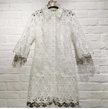France style elegant hollow out lace dress 2019 spring summer white shirt dress G136
France style elegant hollow out lace dress 2019 spring summer white shirt dress G136