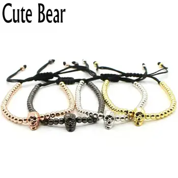 Cute Bear Brand Skull Bracelet Trendy 4mm Copper Beads Skeleton Braided Macrame Bracelets Men Women Bracelet Jewelry Wholesale
Cute Bear Brand Skull Bracelet Trendy 4mm Copper Beads Skeleton Braided Macrame Bracelets Men Women Bracelet Jewelry Wholesale