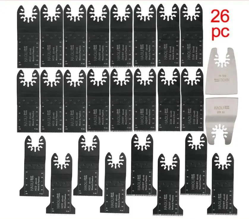 26 pcs quick change saw blades for most oscillating multi Tools as Fein multimaster,Dremel ,DIY,good power tool accessories
26 pcs quick change saw blades for most oscillating multi Tools as Fein multimaster,Dremel ,DIY,good power tool accessories