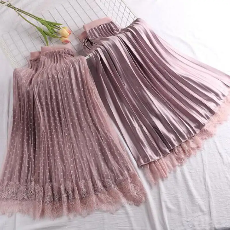 New Women Beige Midi Skirts Fashion 2019 New Summer Slim A-line Pleated Mesh Skirt Womens Two-sided Wear Spring Summer Skirt
New Women Beige Midi Skirts Fashion 2019 New Summer Slim A-line Pleated Mesh Skirt Womens Two-sided Wear Spring Summer Skirt