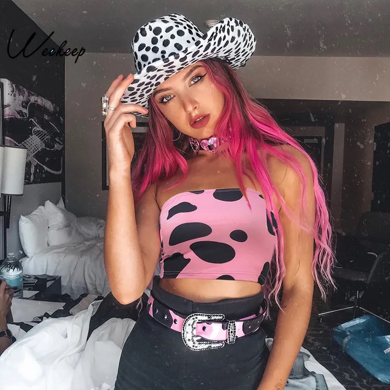 Weekeep Cropped Printed Strapless Crop Top Summer Pink Streetwear Backless Sexy Tube Top Women Bodycon Bandeau Bra Tops
Weekeep Cropped Printed Strapless Crop Top Summer Pink Streetwear Backless Sexy Tube Top Women Bodycon Bandeau Bra Tops