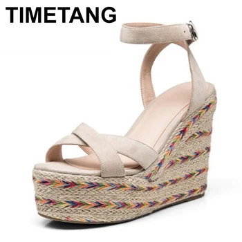 TIMETANG High Heels Women Sandals Summer Gladiator Straw Weave Platform Ladies Shoes Open Wedges Buckle Kid Suede Footwear C264
TIMETANG High Heels Women Sandals Summer Gladiator Straw Weave Platform Ladies Shoes Open Wedges Buckle Kid Suede Footwear C264