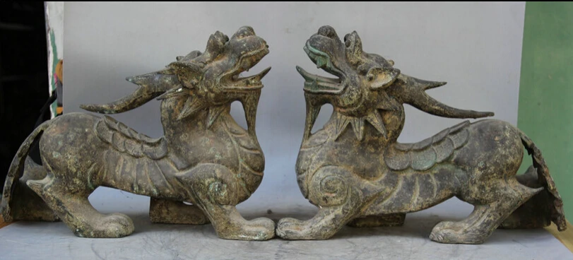 JP S0524 15" Old Chinese Bronze Wealth animal Unicorn Beast Pi Xiu sculpture Statue Pair
JP S0524 15" Old Chinese Bronze Wealth animal Unicorn Beast Pi Xiu sculpture Statue Pair