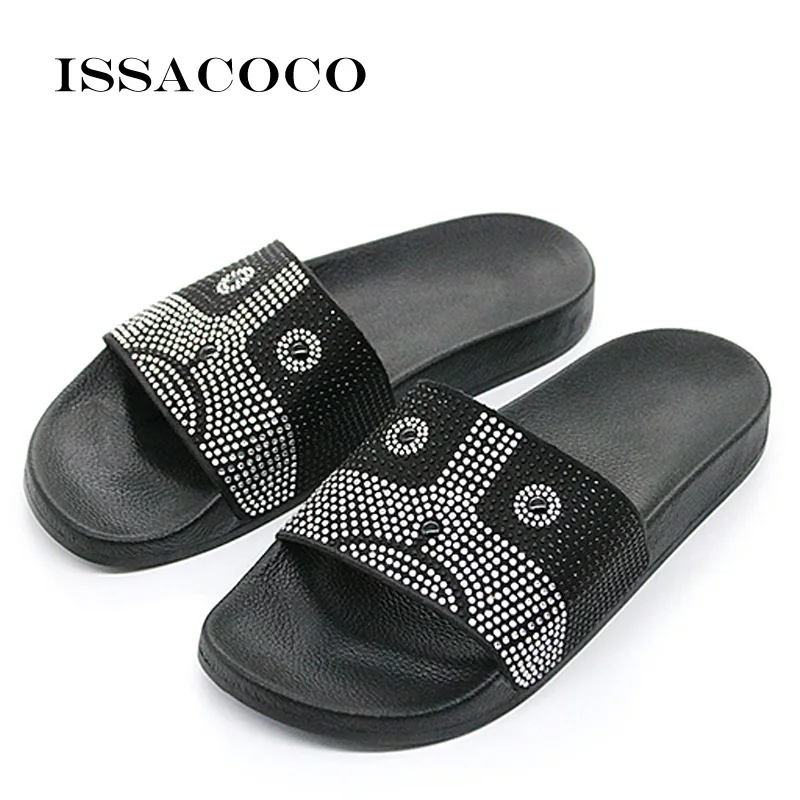 ISSACOCO Women's Summer Rhinestone Crystal Slippers Ladies Cartoon Cat Flat Indoor Bling Slippers Beach Designer Shoes Pantufa
ISSACOCO Women's Summer Rhinestone Crystal Slippers Ladies Cartoon Cat Flat Indoor Bling Slippers Beach Designer Shoes Pantufa