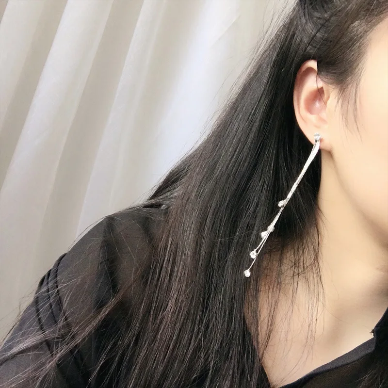 Fashion Rhinestone Crystal Drop Earring Statement Dangle Cubic Zircon Extra Long Tassel Earrings Pendientes Jewelry New Arrive | Украшения