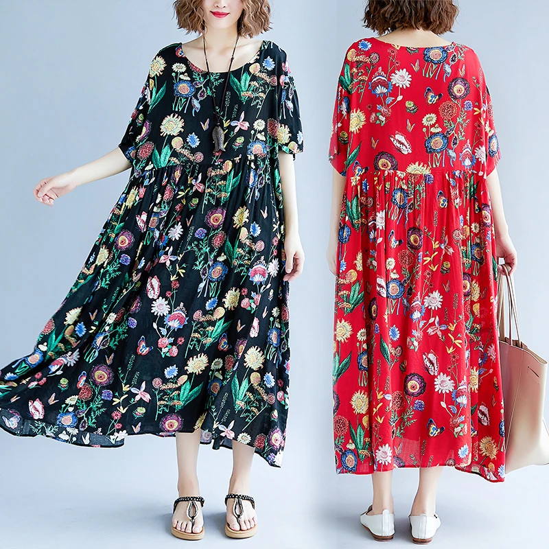 BIG SIZE 5XL Summer Women Fashion Elegant Flower Print Tops Ladies Female Plus Large Swing Long Cotton Linen Ruffles Robe Dress
BIG SIZE 5XL Summer Women Fashion Elegant Flower Print Tops Ladies Female Plus Large Swing Long Cotton Linen Ruffles Robe Dress
