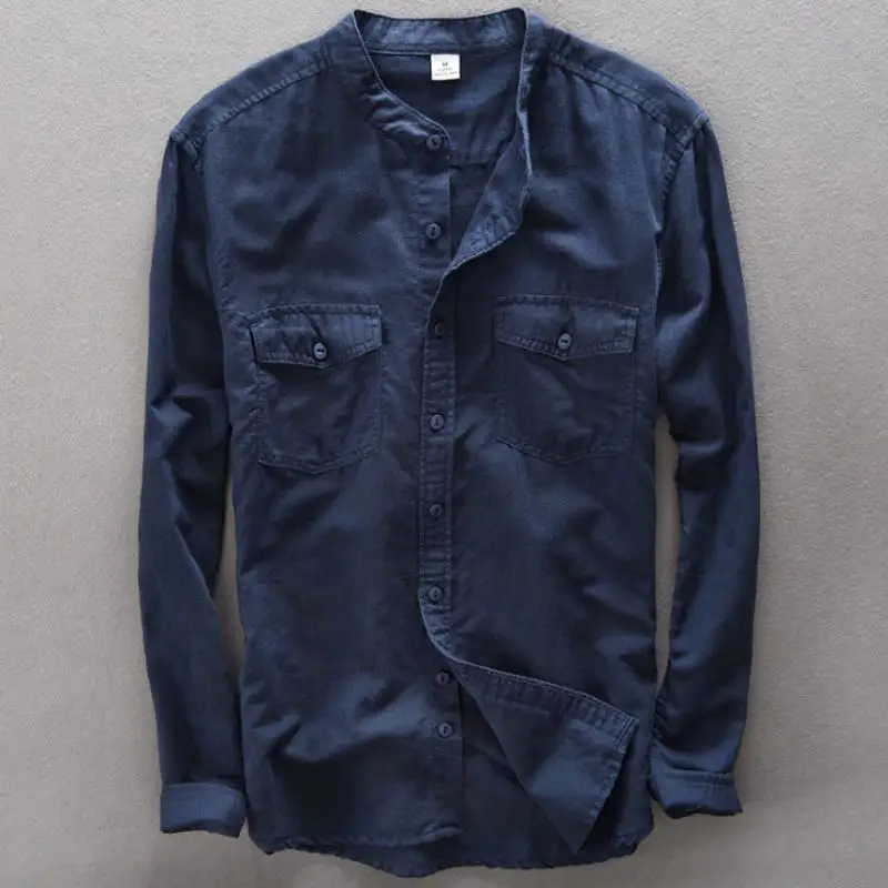 Good quality 2018 Autumn Mens long sleeve stand-collar linen shirts casual mens solid color cotton shirts fashion mens clothing 
Good quality 2018 Autumn Mens long sleeve stand-collar linen shirts casual mens solid color cotton shirts fashion mens clothing