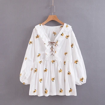 Flower Embroidery V Neck Tie Rope Blouse Women Tops Female Lantern Sleeve Shirt Loose Smock 2019 Summer Blouse
Flower Embroidery V Neck Tie Rope Blouse Women Tops Female Lantern Sleeve Shirt Loose Smock 2019 Summer Blouse