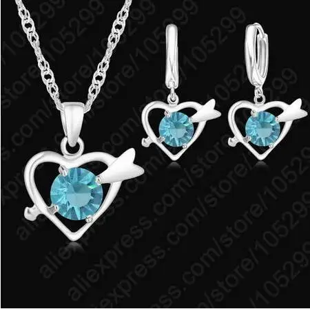 Pure 100% Silver Jewelry Set Charm 5 Color LOVE Heart Arrow Pendant Necklace Dangle Hoop Earrrings For Women Wholesale
Pure 100% Silver Jewelry Set Charm 5 Color LOVE Heart Arrow Pendant Necklace Dangle Hoop Earrrings For Women Wholesale