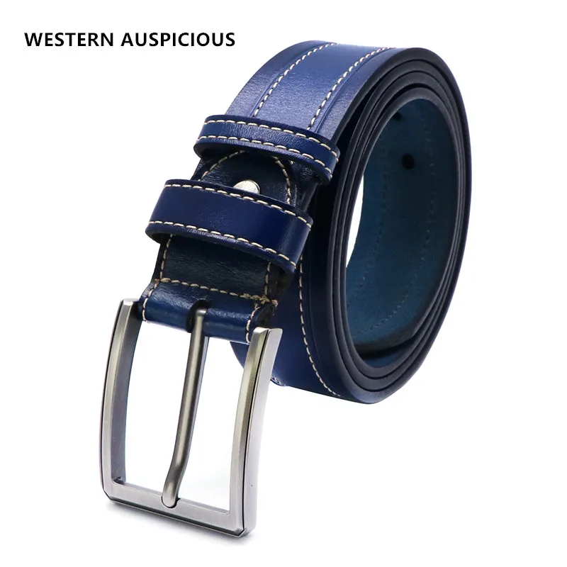 WESTERN AUSPICIOUS Men Belt Cow Leather Blue Coffee Black Male Belt Fashion Luxury Belt Men With Alloy Buckle Designer Belt Male
WESTERN AUSPICIOUS Men Belt Cow Leather Blue Coffee Black Male Belt Fashion Luxury Belt Men With Alloy Buckle Designer Belt Male