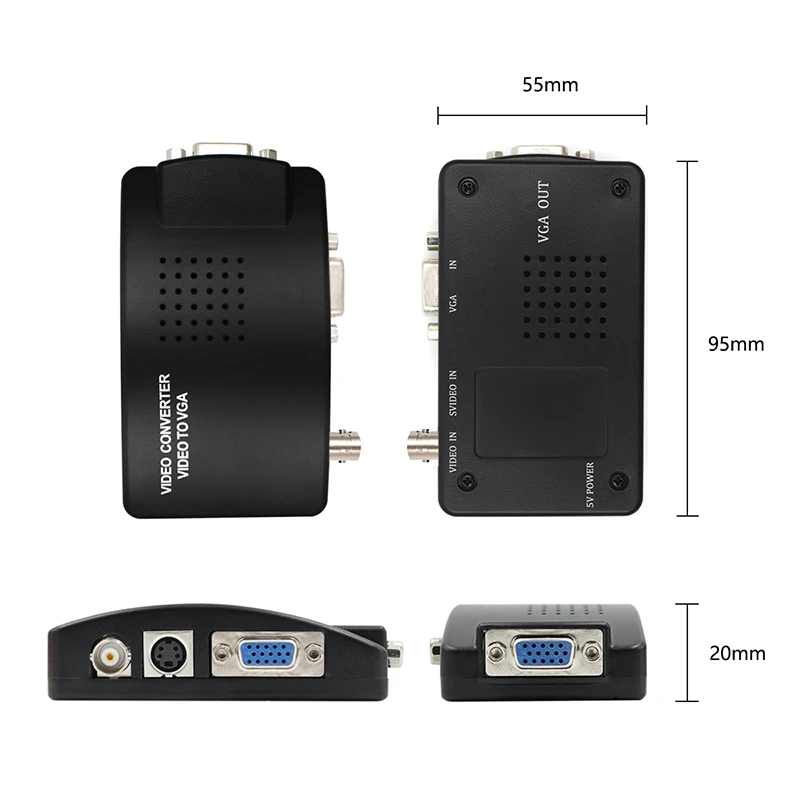 2pcs BNC to VGA Converter Composite SVIDEO to VGA Video Converter VGA Out Adapter Digital Switch Box For PC MACTV Camera DVD DVR
2pcs BNC to VGA Converter Composite SVIDEO to VGA Video Converter VGA Out Adapter Digital Switch Box For PC MACTV Camera DVD DVR