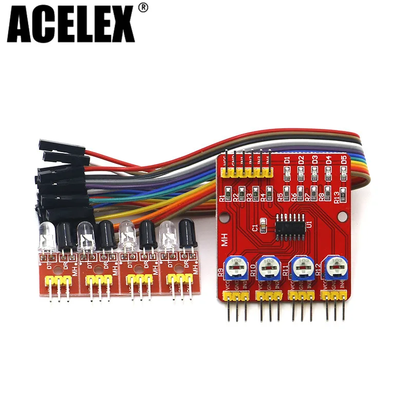 

F233-01 Four-way infrared tracing / 4 channel tracking module / transmission line / obstacle avoidance / car / robot sensors