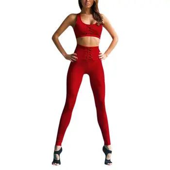 Women's Fitness 2 Piece Suits Crop Tank Leggings O-neck Lace-up Workout Tracksuits Pencil Trousers Suits Women Set
Women's Fitness 2 Piece Suits Crop Tank Leggings O-neck Lace-up Workout Tracksuits Pencil Trousers Suits Women Set