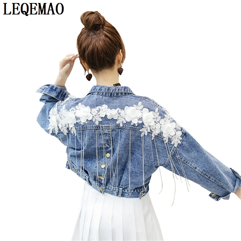 2019 Women long basical jeans jacket coat Bleach Full Sleeves Slim Women Denim Jacket Flower fringed coat
2019 Women long basical jeans jacket coat Bleach Full Sleeves Slim Women Denim Jacket Flower fringed coat