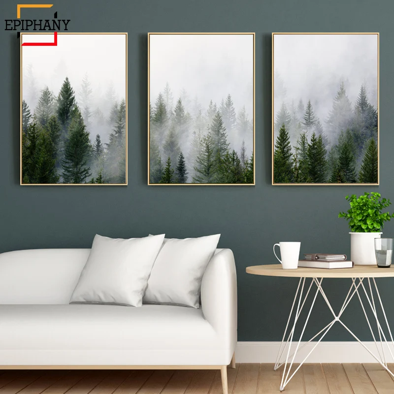 Modern Forest Prints Wall Art Canvas Painting Tree Mist Fog Cloudy Forest Landscape Scandinavian Wall Pictures for Living Room
Modern Forest Prints Wall Art Canvas Painting Tree Mist Fog Cloudy Forest Landscape Scandinavian Wall Pictures for Living Room
