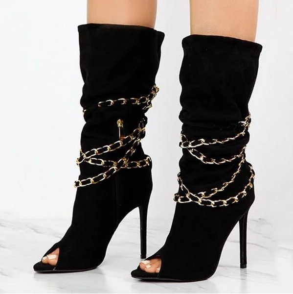 Customized Brown Black Heels Mid Calf Boots for Women Peep Toe Chain Cross Strap Zipper Gladiator Heels Boots Women Shoes
Customized Brown Black Heels Mid Calf Boots for Women Peep Toe Chain Cross Strap Zipper Gladiator Heels Boots Women Shoes