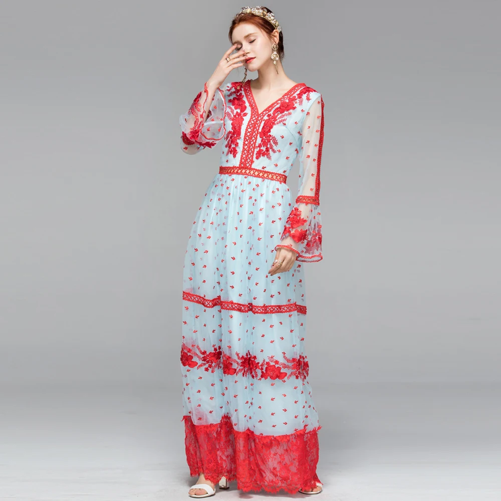 Red RoosaRosee Runway Red Floral Embroidery Long Flare Sleeve Sexy Long Maxi Dress Women Party Boutique Vestidos Robe Dresses
Red RoosaRosee Runway Red Floral Embroidery Long Flare Sleeve Sexy Long Maxi Dress Women Party Boutique Vestidos Robe Dresses
