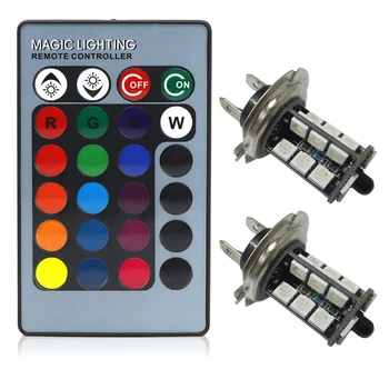 2pcs RGB Wireless Control H7 5050 27 SMD Strobe Led Decoration DRL Fog Light Bulbs Parking Daytime Running Backup Lamp + Remote
2pcs RGB Wireless Control H7 5050 27 SMD Strobe Led Decoration DRL Fog Light Bulbs Parking Daytime Running Backup Lamp + Remote