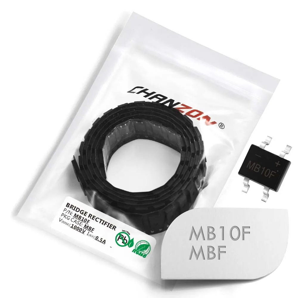 100 Pcs MB10F SMD Bridge Rectifier Diode 0.5A 1000V MBF (SOP-4) Single Phase 0.5 Amp 1000 Volt MB10 F Silicon Diodes
100 Pcs MB10F SMD Bridge Rectifier Diode 0.5A 1000V MBF (SOP-4) Single Phase 0.5 Amp 1000 Volt MB10 F Silicon Diodes