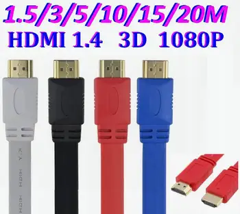 200pcs 1.5M 3M 5M 10M 15M 20M Gold Plated Plug Male-Male HDMI Cable 1.4 Version Premium Flat Noodle 1080p 3D for HDTV XBOX PS3
200pcs 1.5M 3M 5M 10M 15M 20M Gold Plated Plug Male-Male HDMI Cable 1.4 Version Premium Flat Noodle 1080p 3D for HDTV XBOX PS3