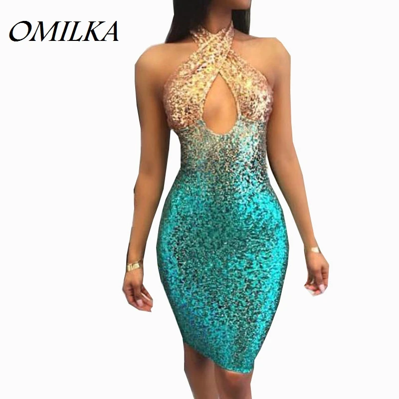 OMILKA 2017 Hot Summer Women Halter Sleeveless Glitter Sequin Bodycon Dress Sexy Gradient Color Backless Club Party Mini Dress
OMILKA 2017 Hot Summer Women Halter Sleeveless Glitter Sequin Bodycon Dress Sexy Gradient Color Backless Club Party Mini Dress