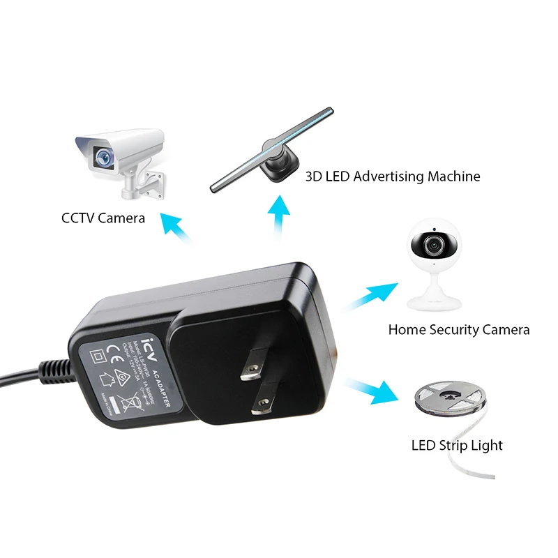 ICV US Power Source Adapter AC 100V-240V to Power Supply 12V 3A Transformer LED Driver For Strip Light Conector Size 5.5*2.1mm
ICV US Power Source Adapter AC 100V-240V to Power Supply 12V 3A Transformer LED Driver For Strip Light Conector Size 5.5*2.1mm