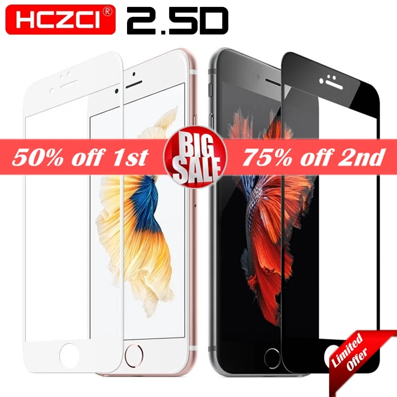 HCZCI 2.5D Full Cover Tempered Glass for iPhone 7 8 6 6s Plus Screen Protector for iPhone X XR XS Max 5s 5 SE Glass Film
HCZCI 2.5D Full Cover Tempered Glass for iPhone 7 8 6 6s Plus Screen Protector for iPhone X XR XS Max 5s 5 SE Glass Film