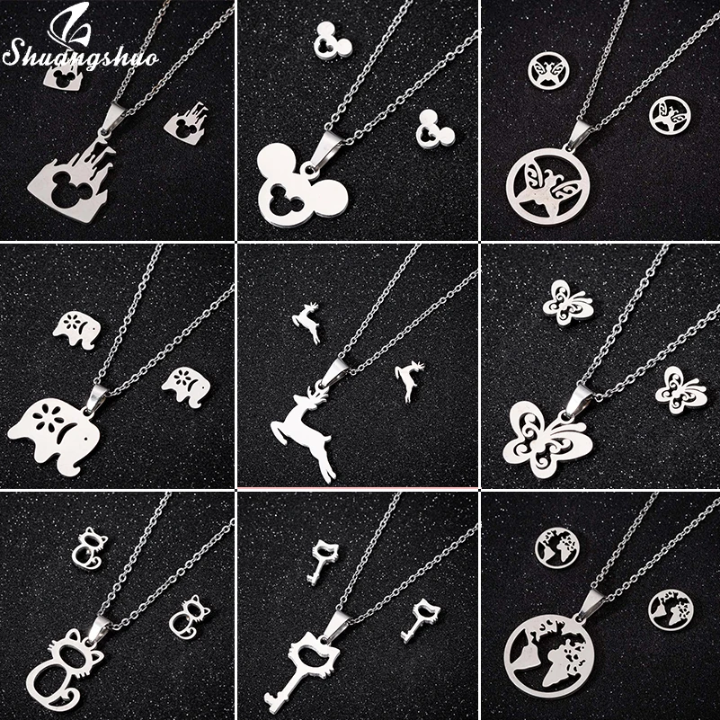 Shuangshuo Stainless Steel Mickey Jewelry Sets Earrings for Women Cartoon Animal Cat Butterfly Map Necklace Pendant Jewelry Gift
Shuangshuo Stainless Steel Mickey Jewelry Sets Earrings for Women Cartoon Animal Cat Butterfly Map Necklace Pendant Jewelry Gift