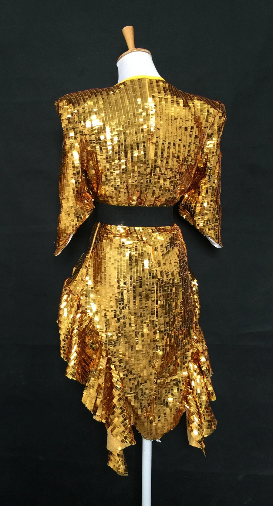 Stage Wear Sequined Shoulder Shiny Tuxedo Dress Costume Singer Guest