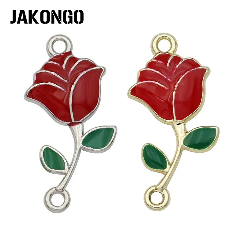JAKONGO Silver Plated Enamel Red Rose Flower Connectors for Jewelry Making Bracelet Accessories DIY Findings Craft 26x12mm
JAKONGO Silver Plated Enamel Red Rose Flower Connectors for Jewelry Making Bracelet Accessories DIY Findings Craft 26x12mm