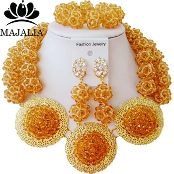 Majalia Fashion Nigerian Wedding African Jewelry Set Gold champagne Crystal Bead Necklace Bride Jewelry Set Free Shipping 2JS081
Majalia Fashion Nigerian Wedding African Jewelry Set Gold champagne Crystal Bead Necklace Bride Jewelry Set Free Shipping 2JS081