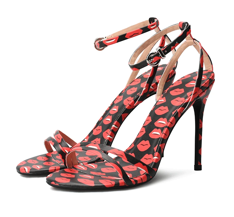 2018 Summer New Sexy Print With Red Mouth Thin High Heels Party Dress Sandals Women's Peep Toe Sandals Small &Big Size 32-46 
2018 Summer New Sexy Print With Red Mouth Thin High Heels Party Dress Sandals Women's Peep Toe Sandals Small &Big Size 32-46