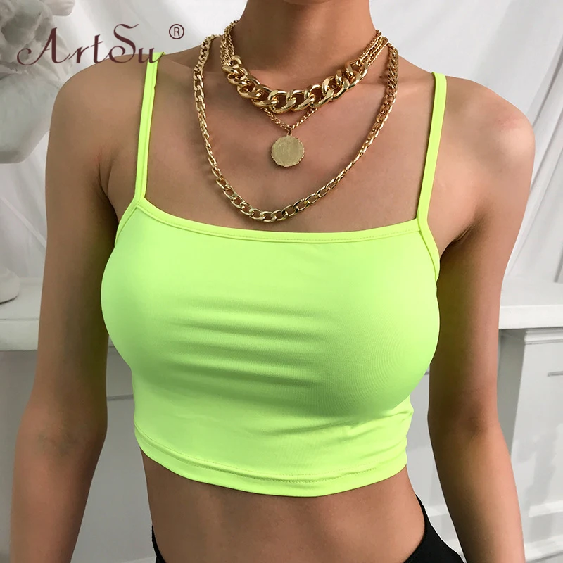 ArtSu Sexy Red Cami Crop Top 2019 Fashion Neon Green Women Tank Top Slash Neck Slim Summer Tee Girl's Club Camisoles Streetwear
ArtSu Sexy Red Cami Crop Top 2019 Fashion Neon Green Women Tank Top Slash Neck Slim Summer Tee Girl's Club Camisoles Streetwear