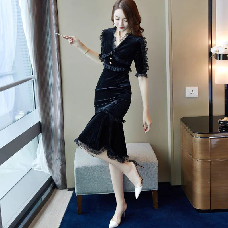 Fall Spring Women Office Lady Slim High Waisted Lace Patchwork Pencil Mermaid Velour Dress , Female Woman Velvet Trumpet Dresses
Fall Spring Women Office Lady Slim High Waisted Lace Patchwork Pencil Mermaid Velour Dress , Female Woman Velvet Trumpet Dresses