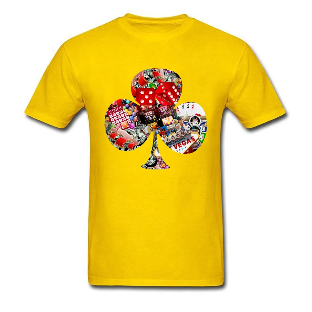 Club Playing Card Shape Cheap Man Top T-shirts Crewneck Short Sleeve 100% Cotton Tops Shirts Printed Tee Shirts Club Playing Card Shape yellow
