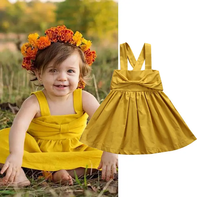 2017 Infant Kid Baby Girls Yellow Bowknot Strap Dress Summer Sleeveless Princess Party Tutu Dress Clothes
2017 Infant Kid Baby Girls Yellow Bowknot Strap Dress Summer Sleeveless Princess Party Tutu Dress Clothes