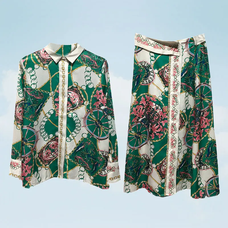Spring Autumn Female Two Piece Set 2019 Bohemian Fashion Printing Long sleeve Shirt+high Waist Skirt 2 piece Set Women Suit G346
Spring Autumn Female Two Piece Set 2019 Bohemian Fashion Printing Long sleeve Shirt+high Waist Skirt 2 piece Set Women Suit G346