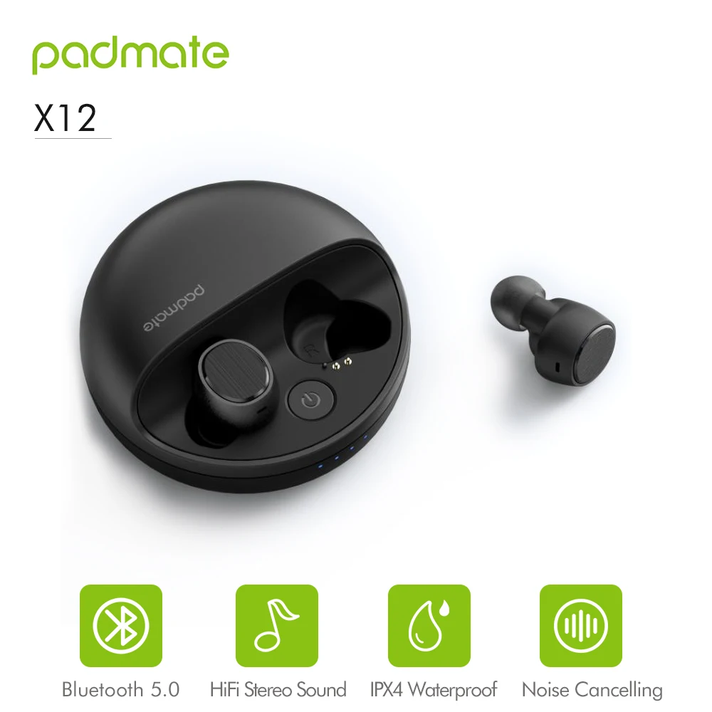 Padmate X12 TWS True Wireless Bluetooth 5.0 Earbud Hifi Stereo Sound In-ear Sports Earphone IPX4 Waterproof With Mic ANC
Padmate X12 TWS True Wireless Bluetooth 5.0 Earbud Hifi Stereo Sound In-ear Sports Earphone IPX4 Waterproof With Mic ANC